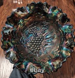 Very Rare Imperial Grape 10.5 Unmarked Carnival Glass Bowl See Description