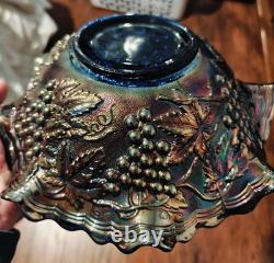 Very Rare Imperial Grape 10.5 Unmarked Carnival Glass Bowl See Description