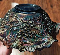 Very Rare Imperial Grape 10.5 Unmarked Carnival Glass Bowl See Description