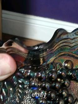 Very Rare Imperial Grape 10.5 Unmarked Carnival Glass Bowl See Description