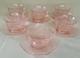 Very Rare Imperial Pink Depression Glass Etched Bel Aire 6 Cups & 6 Saucers Set