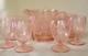 Very Rare Imperial Pink Depression Glass Etched Bel Aire Pitcher & 6 Glasses Set