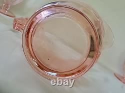 Very Rare Imperial Pink Depression Glass Etched Bel Aire Pitcher & 6 Glasses Set
