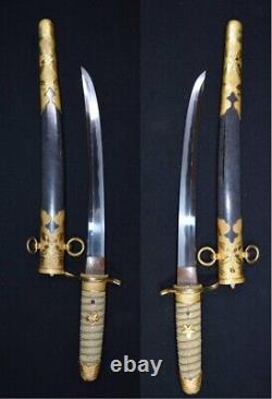 Very Rare Japanese imperial navy naval dagger short real sword with fine koshirae