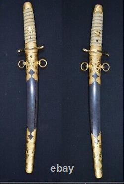 Very Rare Japanese imperial navy naval dagger short real sword with fine koshirae