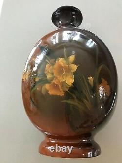 Very Rare Large Roseville Rozane Royal Vase Brown Daffodils 1900 20 tall