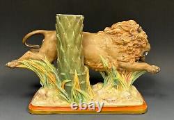 Very Rare Large Royal Worcester Lion Spill Vase Signed Hadley dates to c1875