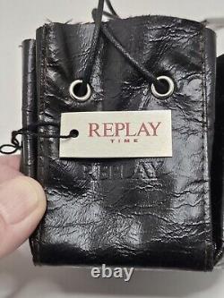 Very Rare Mens Replay Watch Royal Collection Mahogany Mesh NIB Leather Bag Carry