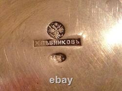 Very Rare Monogram Tea Set Khlebnikov Russian Imperial Silver 84 Antique Russia