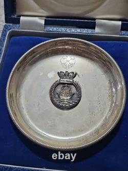 Very Rare Naval Navy H. M. S. Ark Royal Barclays Bank Sterling Silver Dish #5400