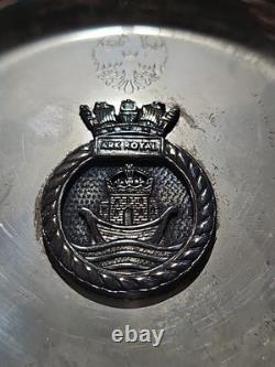 Very Rare Naval Navy H. M. S. Ark Royal Barclays Bank Sterling Silver Dish #5400