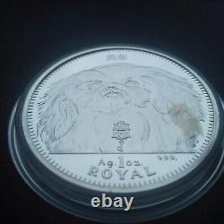 Very Rare One Ounce 999 Silver Gibraltar 1 Royal Pekingese Dog Coin