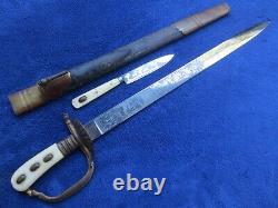 Very Rare Original German Imperial Etched Hirschfanger Dagger And Scabbard