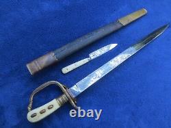 Very Rare Original German Imperial Etched Hirschfanger Dagger And Scabbard