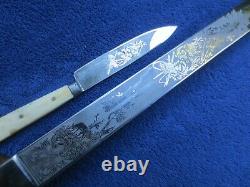 Very Rare Original German Imperial Etched Hirschfanger Dagger And Scabbard