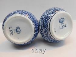 Very Rare Pair Antique Royal Bonn Franz Anton Mehlem Flamand Gourd Vases c. 1900