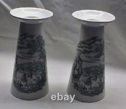 Very Rare Pair Of Royal Staffordshire Safe Harbour pattern Candle Holders