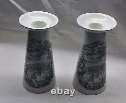 Very Rare Pair Of Royal Staffordshire Safe Harbour pattern Candle Holders