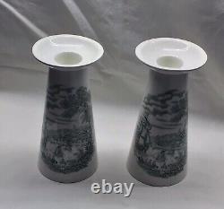 Very Rare Pair Of Royal Staffordshire Safe Harbour pattern Candle Holders