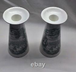 Very Rare Pair Of Royal Staffordshire Safe Harbour pattern Candle Holders