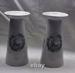 Very Rare Pair Of Royal Staffordshire Safe Harbour pattern Candle Holders