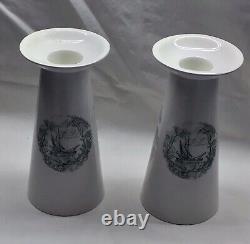 Very Rare Pair Of Royal Staffordshire Safe Harbour pattern Candle Holders