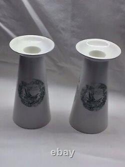 Very Rare Pair Of Royal Staffordshire Safe Harbour pattern Candle Holders