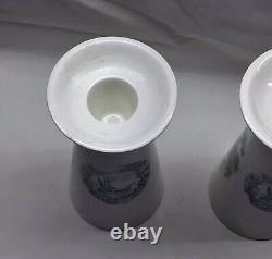 Very Rare Pair Of Royal Staffordshire Safe Harbour pattern Candle Holders