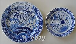 Very Rare Pair Of Two Porceleyne Fles Royal Delft Wall Plates Comet Of Halley