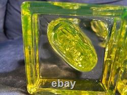 Very Rare Pair Of Vaseline Glass Koi Fish Dolphin Candlesticks Mma Reproduction