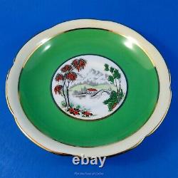 Very Rare Parrot Handle Scenic Hand Painted Royal Grafton Tea Cup and Saucer Set