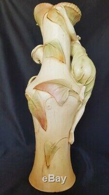 Very Rare Porcelain Amphora Royal Vienna Wahliss Art Nouveau Lady Vase 1900