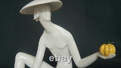 Very Rare Porcelain Royal Vienna Art Deco Nude Lady Statue 1930s