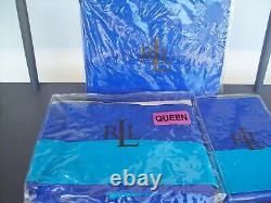 Very Rare Ralph Lauren Isle Capri 450tc Royal Blue Queen 4pc Sheet Set Nip