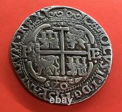 ¡¡ Very Rare! Royal 8 Reales Carlos Ii. 1670. Potosi Mint. Assayer E