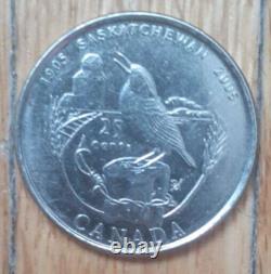 Very Rare Royal Canadian Mint Error Filled P 25 Cent Coin 1905 2005 Saskatchewan
