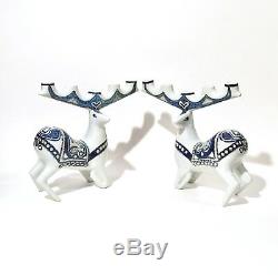 Very Rare Royal Copenhagen Fajance Deer Candelabra, Jeanne Grut 1960s Christmas