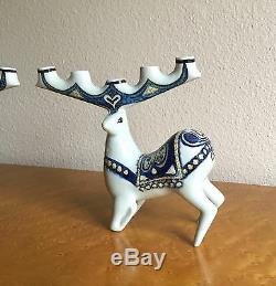 Very Rare Royal Copenhagen Fajance Deer Candelabra, Jeanne Grut 1960s Christmas