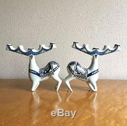 Very Rare Royal Copenhagen Fajance Deer Candelabra, Jeanne Grut 1960s Christmas