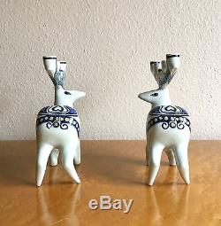 Very Rare Royal Copenhagen Fajance Deer Candelabra, Jeanne Grut 1960s Christmas