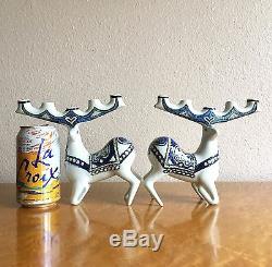 Very Rare Royal Copenhagen Fajance Deer Candelabra, Jeanne Grut 1960s Christmas