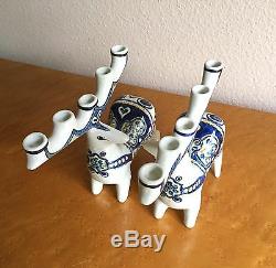 Very Rare Royal Copenhagen Fajance Deer Candelabra, Jeanne Grut 1960s Christmas