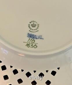 Very Rare Royal Copenhagen Green Flower Pierced Plate Bowl #1636 Pattern 110