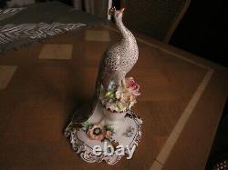 Very Rare Royal Crown Derby Peacock Figure 9.25 Inch Tall