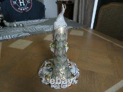 Very Rare Royal Crown Derby Peacock Figure 9.25 Inch Tall