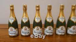 Very Rare Royal Crown Derby SET OF 6 MINIATURE CHAMPAGNE BOTTLES Beautiful
