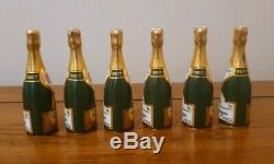 Very Rare Royal Crown Derby SET OF 6 MINIATURE CHAMPAGNE BOTTLES Beautiful