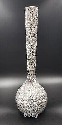 Very Rare Royal Haeger Silver Crackle MCM Vase 18