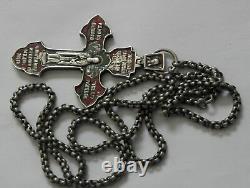 Very Rare Royal Russia Ussr 84 Silver Cross With Saint+chain