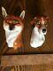 Very Rare Royal Worcester Fox & Hound Figurines 3024 By Doris Lindner